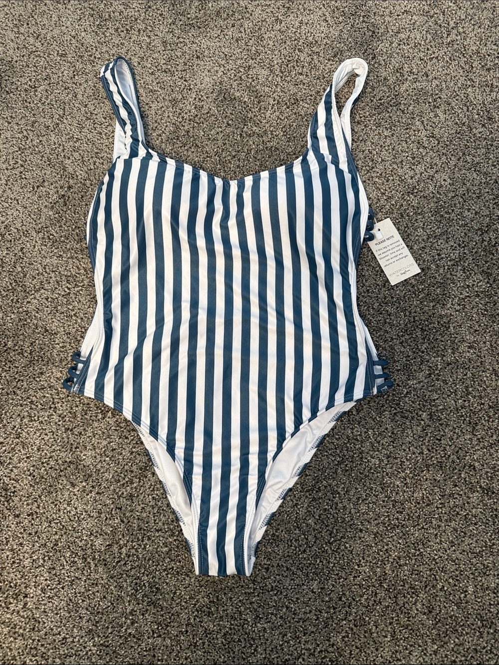 Striped Blue & White One-Piece Swimsuit